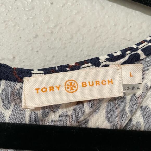 Tory Burch Ruched Leopard Print Bodycon Mini Dress Long Sleeve Womens L Animal - Picture 3 of 8